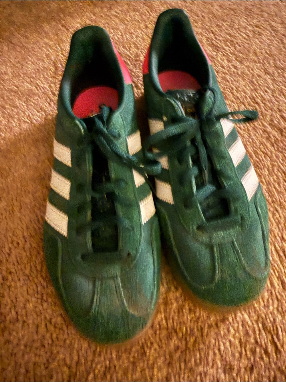 adidas Green Athletic Sneakers with White Stripes Samba